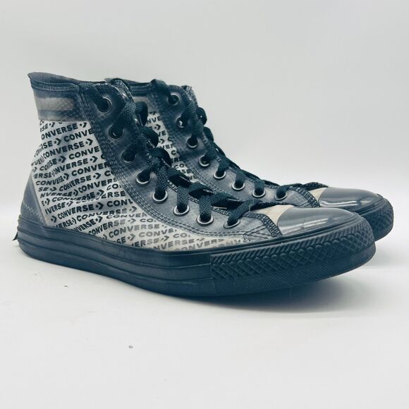 Converse High Tops Mens 8 Black Gray Translucent Sneakers Chucks AS Logo Shoes - Picture 2 of 11